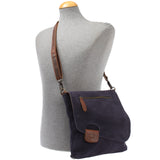 Umhängetasche Damentasche Wildleder Leder dunkelblau navy LE3027