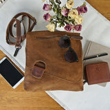 Umhängetasche Ledertasche Damen Schultertasche Wildleder braun LE3027