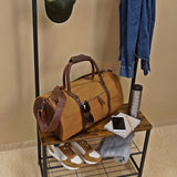 Weekender Reisetasche Sporttasche vintage Leder Canvas cognac LE2004