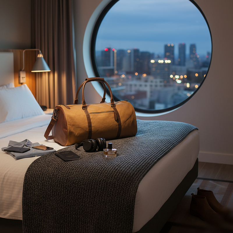 Weekender Reisetasche Sporttasche vintage Leder Canvas 53cm cognac LE2004