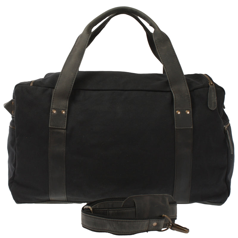 Weekender Sporttasche Reisetasche Damen Herren Leder Canvas schwarz LE2014