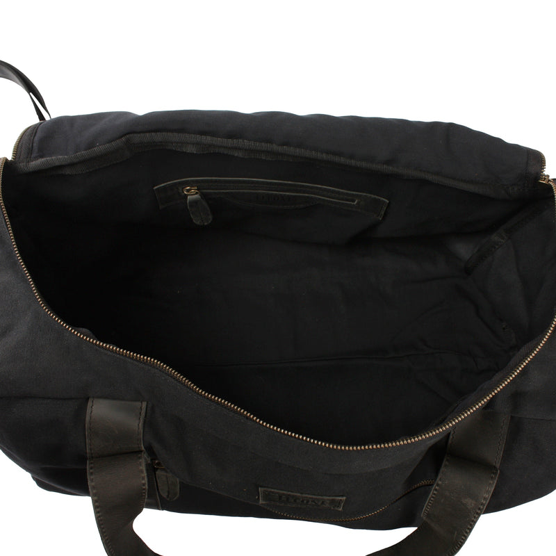 Weekender Sporttasche Reisetasche Damen Herren Leder Canvas schwarz LE2014