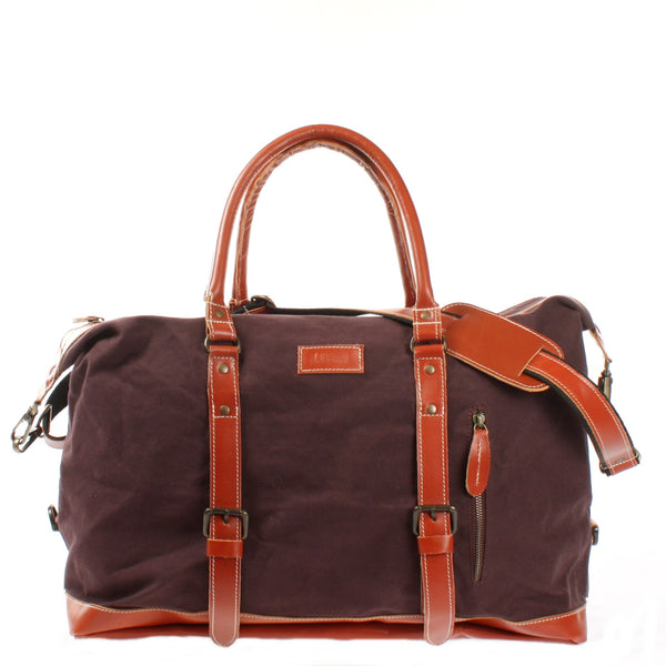 Reisetasche Weekender Handgepäck Leder Canvas mokka LE2010