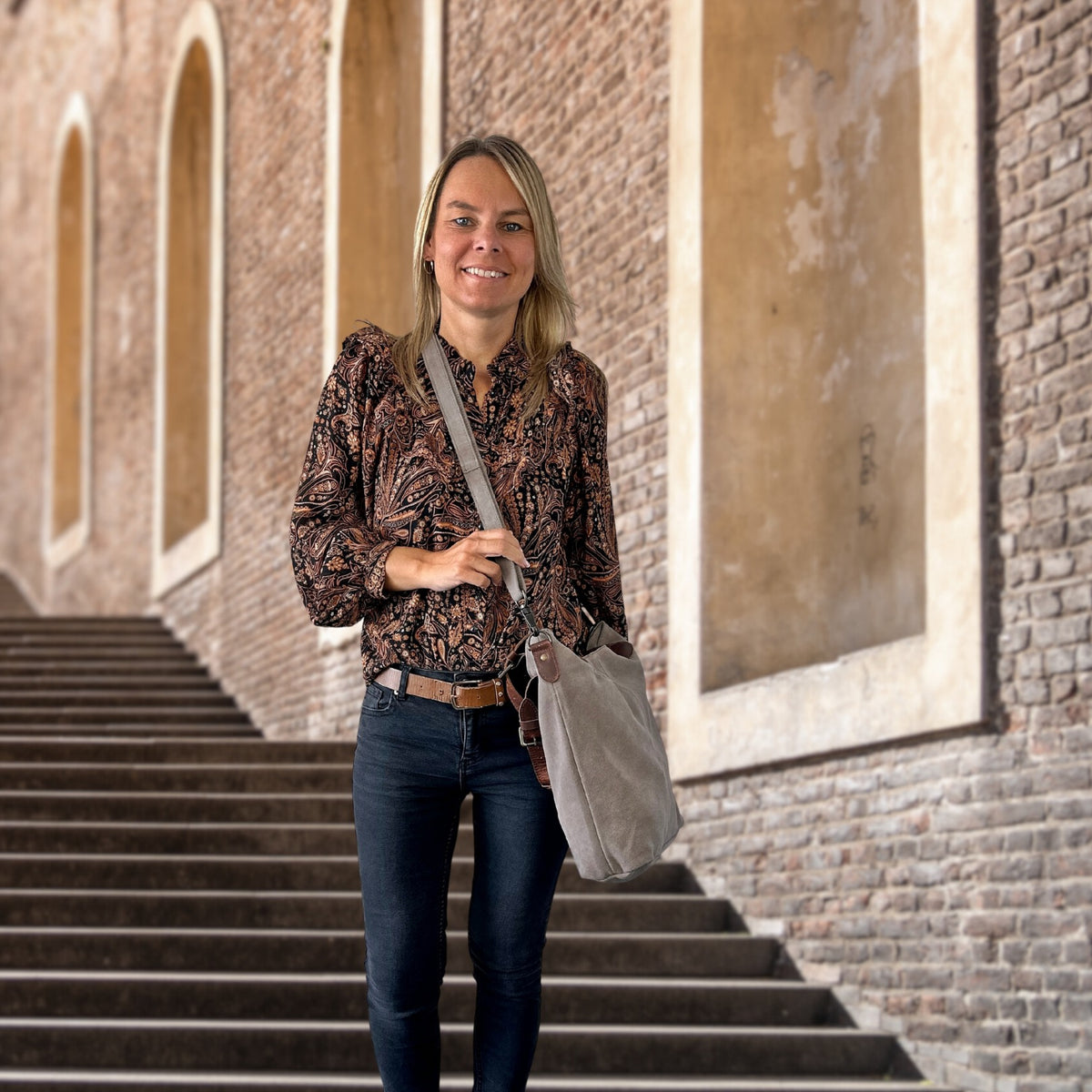 Schultertasche Henkeltasche Shopper Damentasche Veloursleder Leder