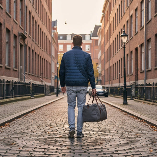 Weekender Sporttasche Reisetasche Damen Herren Leder Canvas 55cm grau LE2014