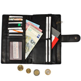 große Geldbörse Damen Portemonnaie Leder schwarz LE9017