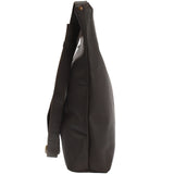 B-Ware große Umhängetasche Schultertasche Beuteltasche Damentasche Leder dunkelbraun LE0055