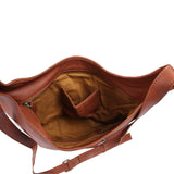 große Umhängetasche Schultertasche Beuteltasche Damentasche Leder hellbraun LE0055