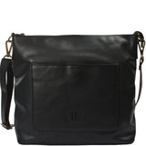 große Umhängetasche Schultertasche Damentasche Ledertasche Leder schwarz LE0079