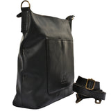 große Umhängetasche Schultertasche Damentasche Ledertasche Leder schwarz LE0079