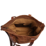 großer Shopper Schultertasche Damen XL Ledertasche Veloursleder braun LE0077