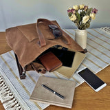 großer Shopper Schultertasche Damen XL Ledertasche Veloursleder braun LE0077