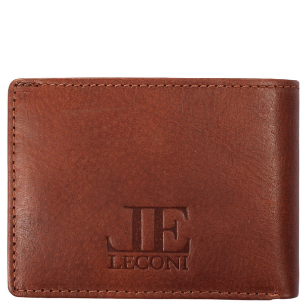kleine Geldbörse für Damen & Herren Mini Portemonnaie RFID Leder braun LE9036