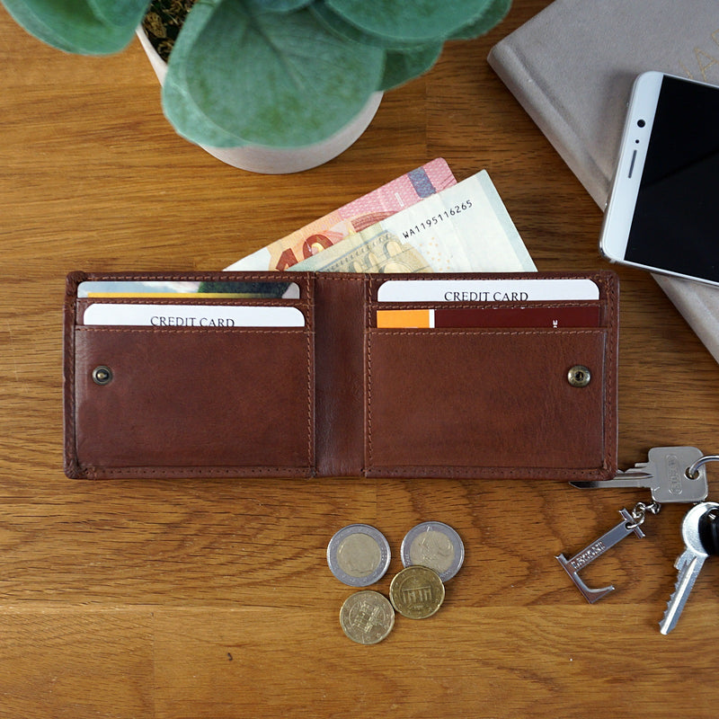 kleine Geldbörse für Damen Herren Mini Portemonnaie RFID Leder