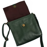 kleine Schultertasche Umhängetasche Damentasche Leder dunkelgrün-moos LE3082