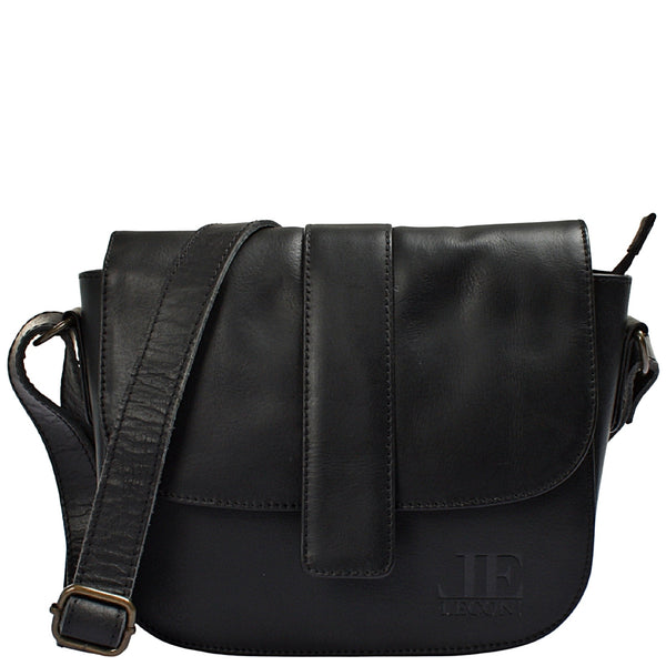 kleine Schultertasche Umhängetasche Damentasche Leder schwarz LE0074