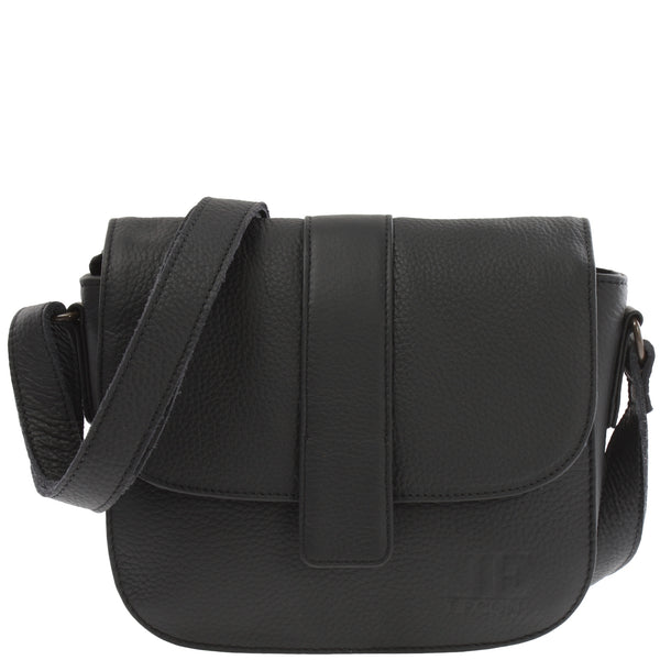 kleine Schultertasche Umhängetasche Damentasche Leder schwarz LE0074