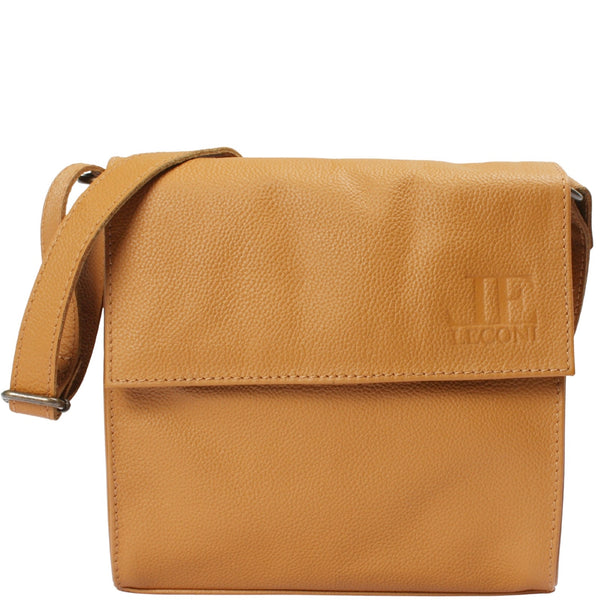 kleine Schultertasche Umhängetasche Damentasche Leder senf LE3082