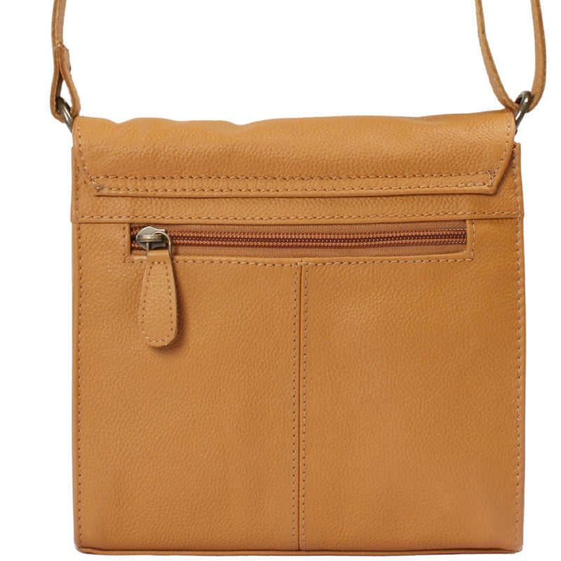 kleine Schultertasche Umhängetasche Damentasche Leder senf LE3082