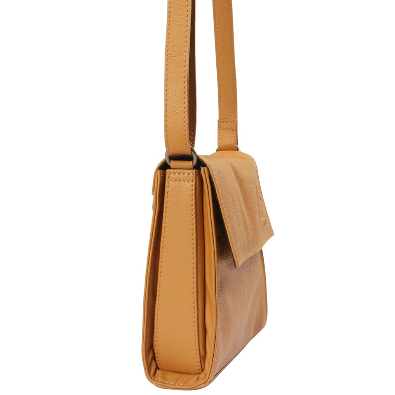 kleine Schultertasche Umhängetasche Damentasche Leder senf LE3082
