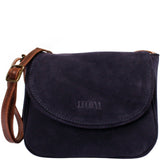 kleine Umhängetasche Ledertasche Damen Schultertasche Veloursleder dunkelblau - navy LE3047