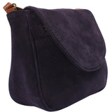 kleine Umhängetasche Ledertasche Damen Schultertasche Veloursleder dunkelblau - navy LE3047