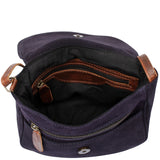 kleine Umhängetasche Ledertasche Damen Schultertasche Veloursleder dunkelblau - navy LE3047