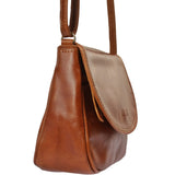 kleine Umhängetasche Ledertasche Damentasche Schultertasche Leder cognac LE3047