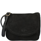 kleine Umhängetasche Ledertasche Damentasche Schultertasche Veloursleder schwarz LE3047