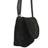 kleine Umhängetasche Ledertasche Damentasche Schultertasche Veloursleder schwarz LE3047