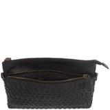 kleine Umhängetasche Schultertasche Damentasche Clutch Leder schwarz LE3081