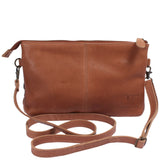 kleine Umhängetasche Schultertasche Damentasche Clutch Leder hellbraun LE3081