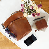 kleine Umhängetasche Schultertasche Freizeittasche Leder cognac LE3049