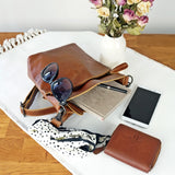 kleine Umhängetasche Schultertasche Freizeittasche Leder cognac LE3049