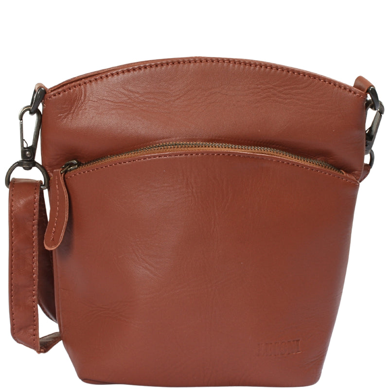 kleine Umhängetasche Schultertasche Freizeittasche Leder hellbraun LE3049