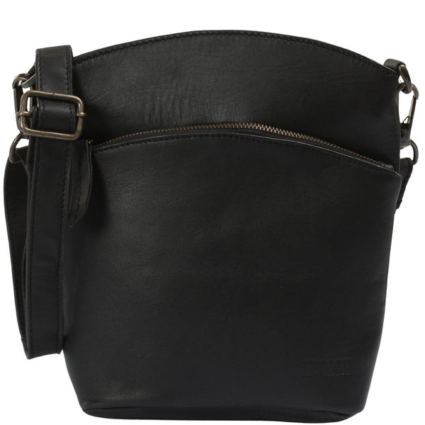 kleine Umhängetasche Schultertasche Freizeittasche Leder schwarz LE3049