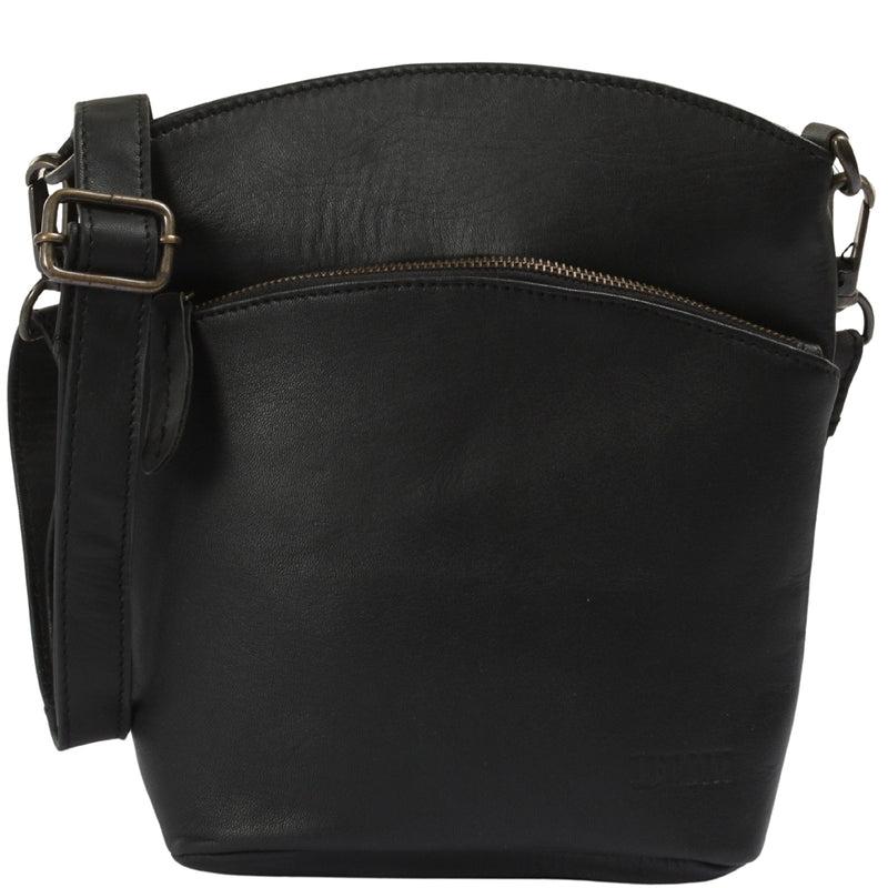 kleine Umhängetasche Schultertasche Freizeittasche Leder schwarz LE3049