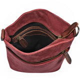 kleine Umhängetasche Schultertasche Freizeittasche Wildleder bordeaux LE3049