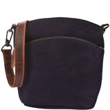 kleine Umhängetasche Schultertasche Freizeittasche Wildleder dunkelblau-navy LE3049