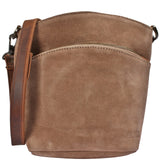 kleine Umhängetasche Schultertasche Freizeittasche Wildleder taupe LE3049