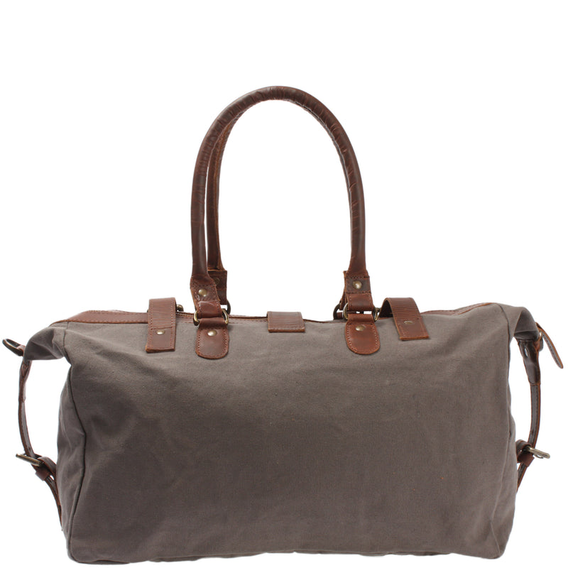 kleiner Weekender Handgepäck Damen Herren Leder Canvas grau LE2008