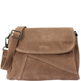 kompakte Damen Umhängetasche Schultertasche Freizeittasche Wildleder taupe LE0078