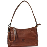 kompakte Umhängetasche Damen Schultertasche Handtasche Leder braun LE0076