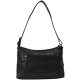 handliche Umhängetasche Damen Schultertasche Handtasche Leder schwarz LE0076