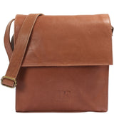 mittlere Schultertasche Umhängetasche Damentasche Leder hellbraun LE3089