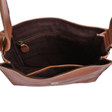 mittlere Schultertasche Umhängetasche Damentasche Leder hellbraun LE3089