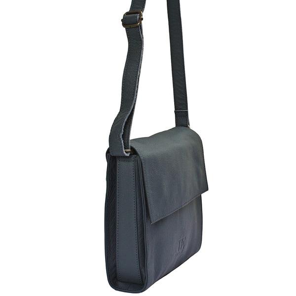 mittlere Schultertasche Umhängetasche Damentasche Leder navy LE3089