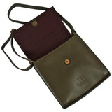 mittlere Schultertasche Umhängetasche Damentasche Leder oliv-grün LE3089
