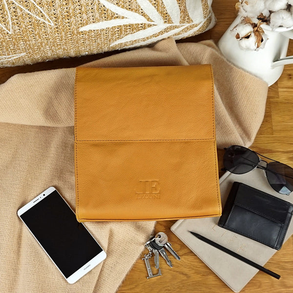 mittlere Schultertasche Umhängetasche Damentasche Leder senf LE3089
