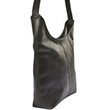 mittlere Umhängetasche Schultertasche Beuteltasche Damentasche Leder dunkelgrau LE0072